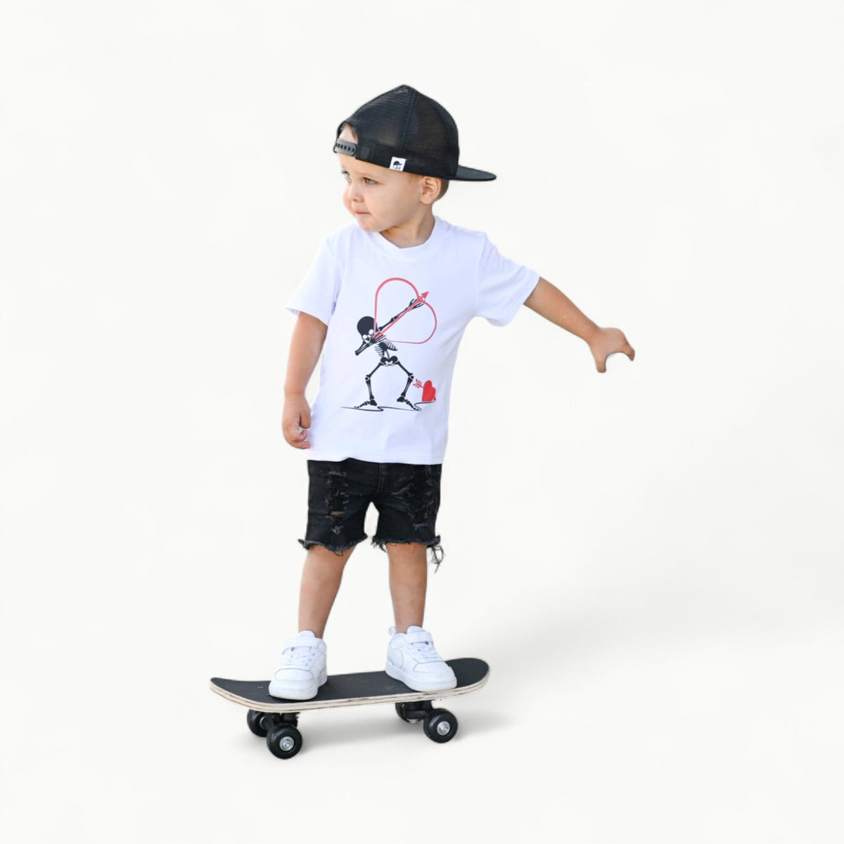 Just a Dab of LOVE white t-shirt with rib-knit scoop neck by Tiny Trendsetter