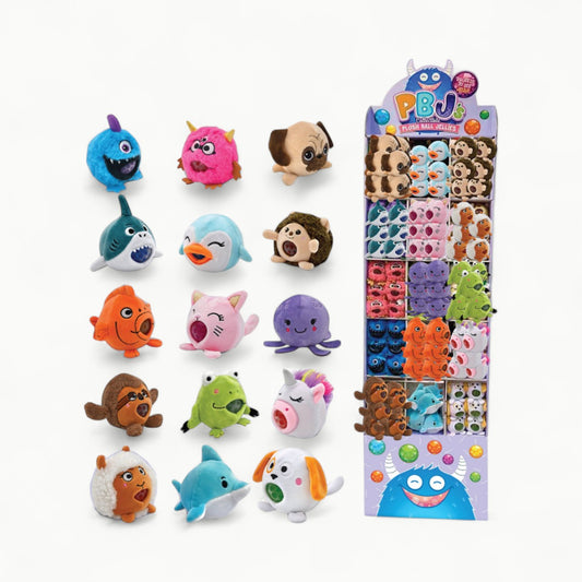 Streamline Plush Ball Jelly stuffed animal with squeezable gel-filled core in character design