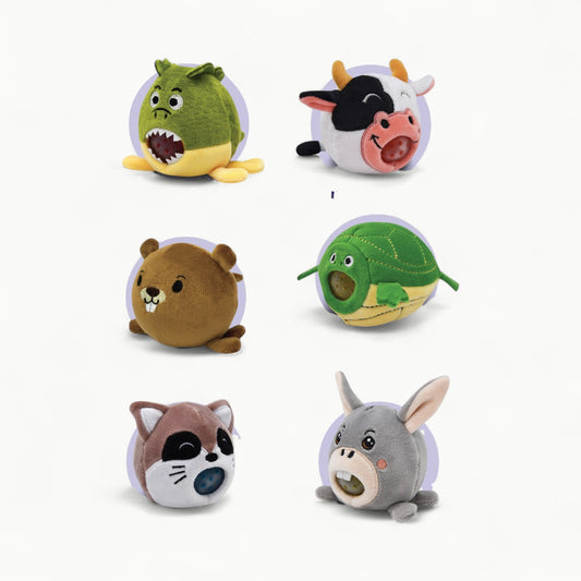 PBJ Critter Crew plush characters by Streamline: Crok, Woody, Rocky, Milk N. Cookies, Shelldon, Don Kee.