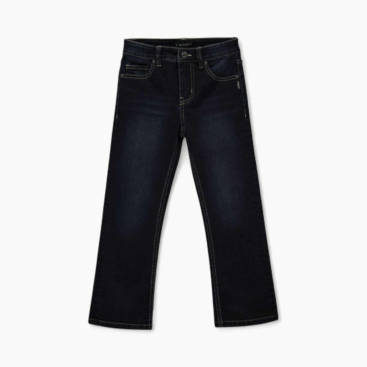 Zane Boys Bootcut Fit Denim in Indigo by Silver Jeans with subtle distress details and adjustable waist