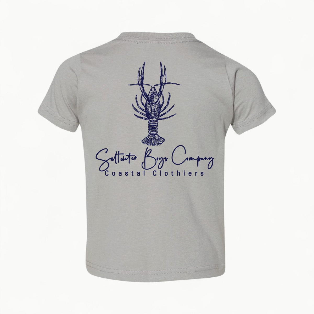 Key West Lobster Short Sleeve Tee in grey by Saltwater Boys with signature chest logo and back graphic