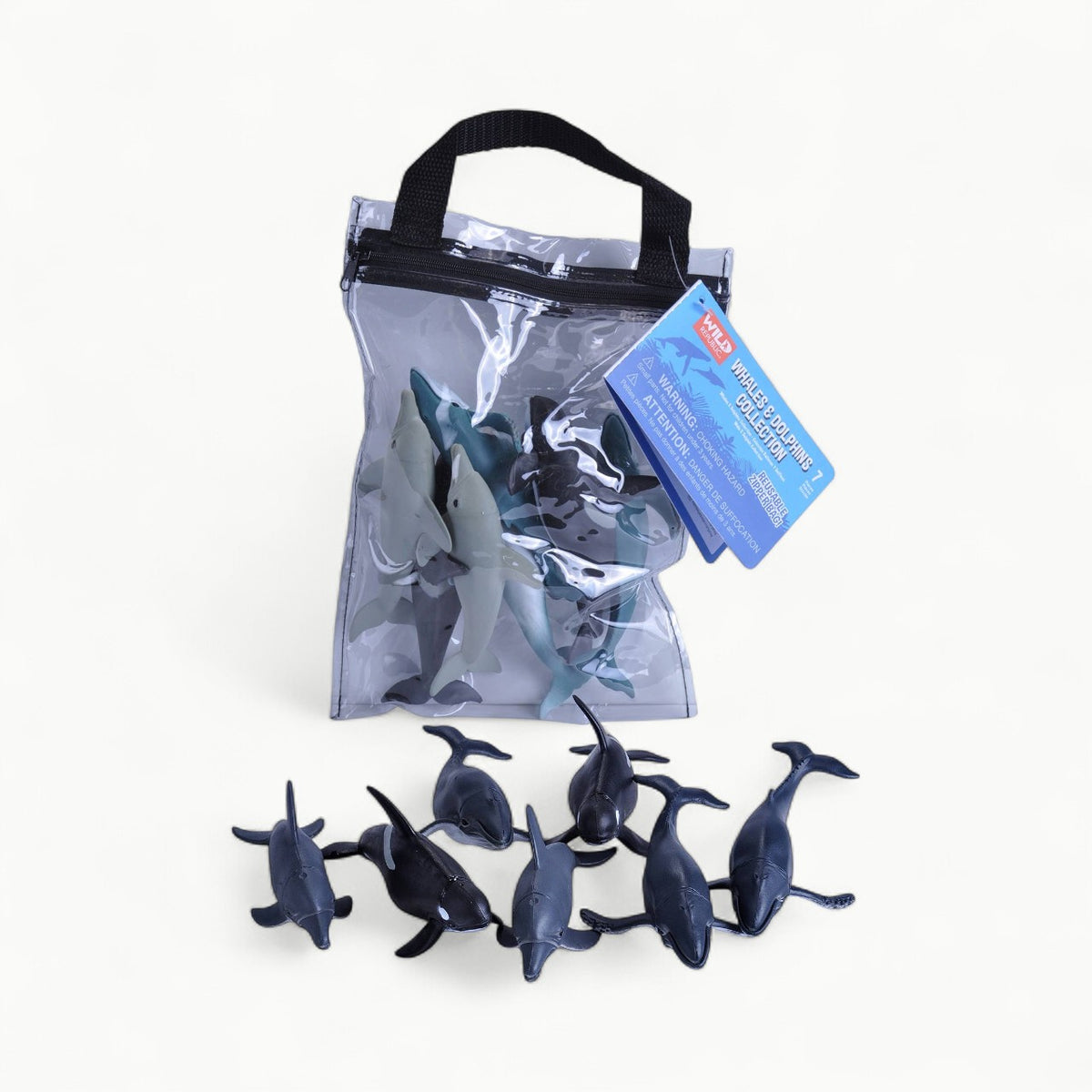 Wild Republic Polybag Zip Whale Dolphin toy figures set for ocean-themed play