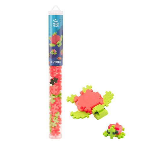 Plus-Plus USA Sea Turtle 70-piece building set in neon orange