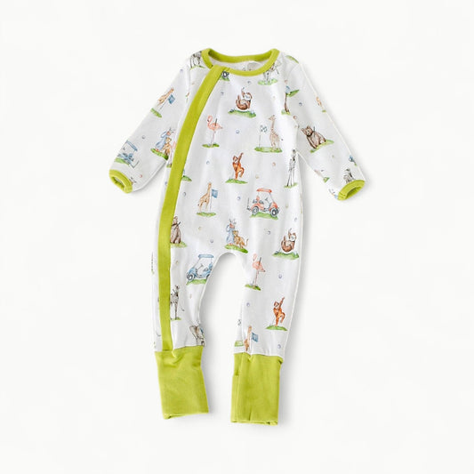 Putting Pals Organic Cotton Pajamas in golf-themed print by Nola Tawk