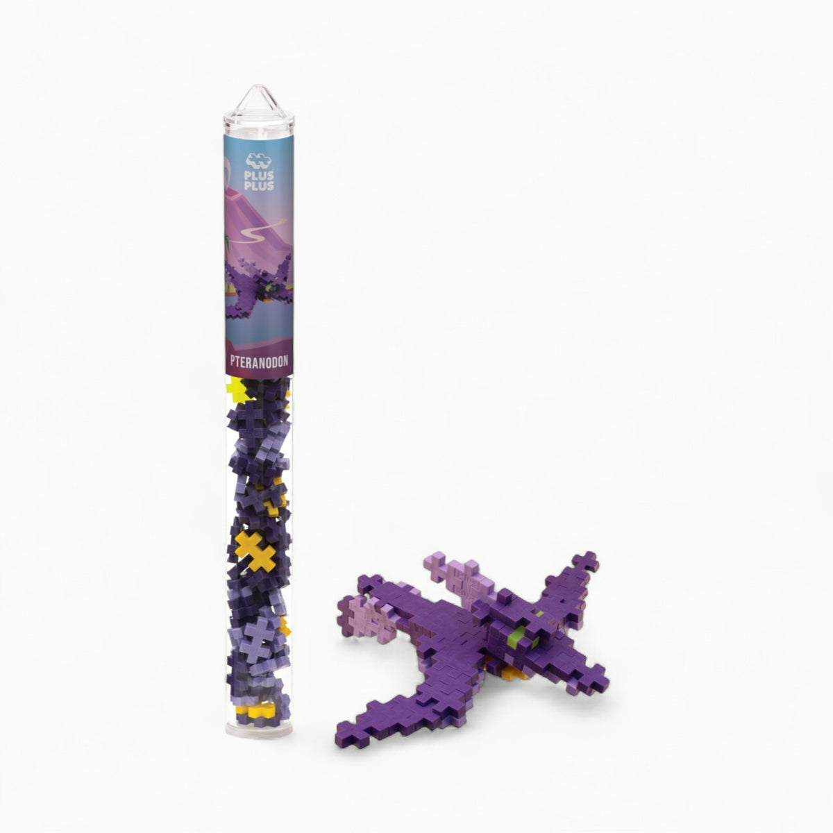 Plus-Plus Pteranodon Tube with 70+ colorful interlocking pieces and instruction guide