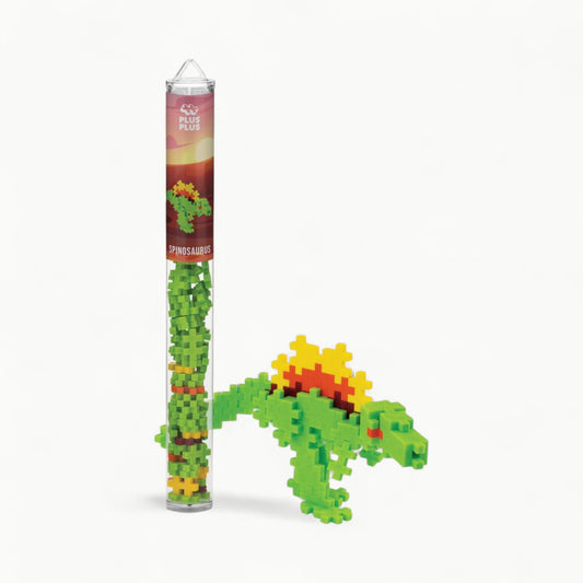 Plus-Plus Spinosaurus Tube with 70+ colorful interlocking building pieces and reusable container