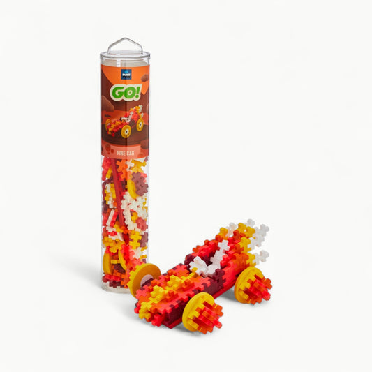 Plus-Plus Fire Color Cars 200-piece construction set with reusable travel tube