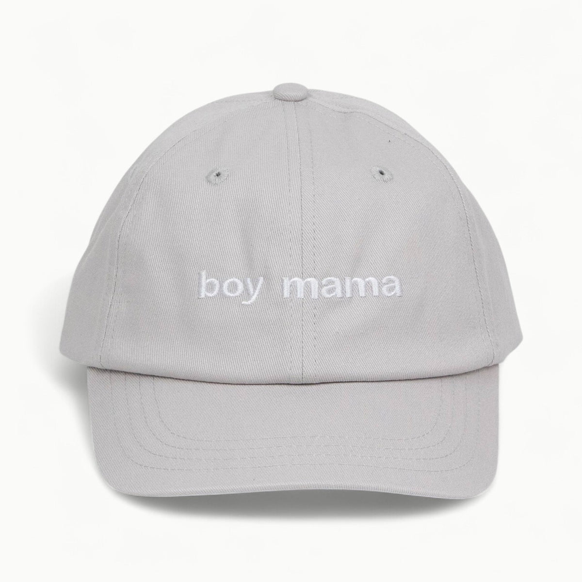 Boy Mama Embroidery Dad Cap in light gray by LĒ·LĀ·LŌ, structured baseball hat style