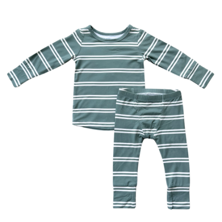 Pine Stripe Lounge Set by Baby Sprout pajamas in classic striped pattern
