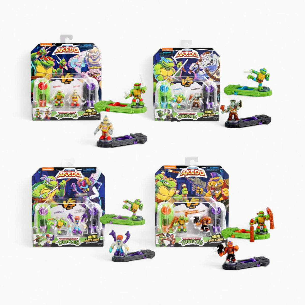 Akedo Teenage Mutant Ninja Turtles Versus Pack with hero turtle, villain figure, and battle controllers