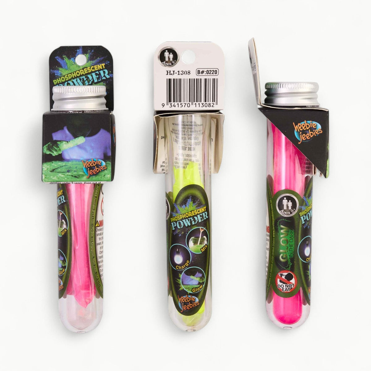 Heebie Jeebies phosphorescent powder for mixing with mediums to create glowing play