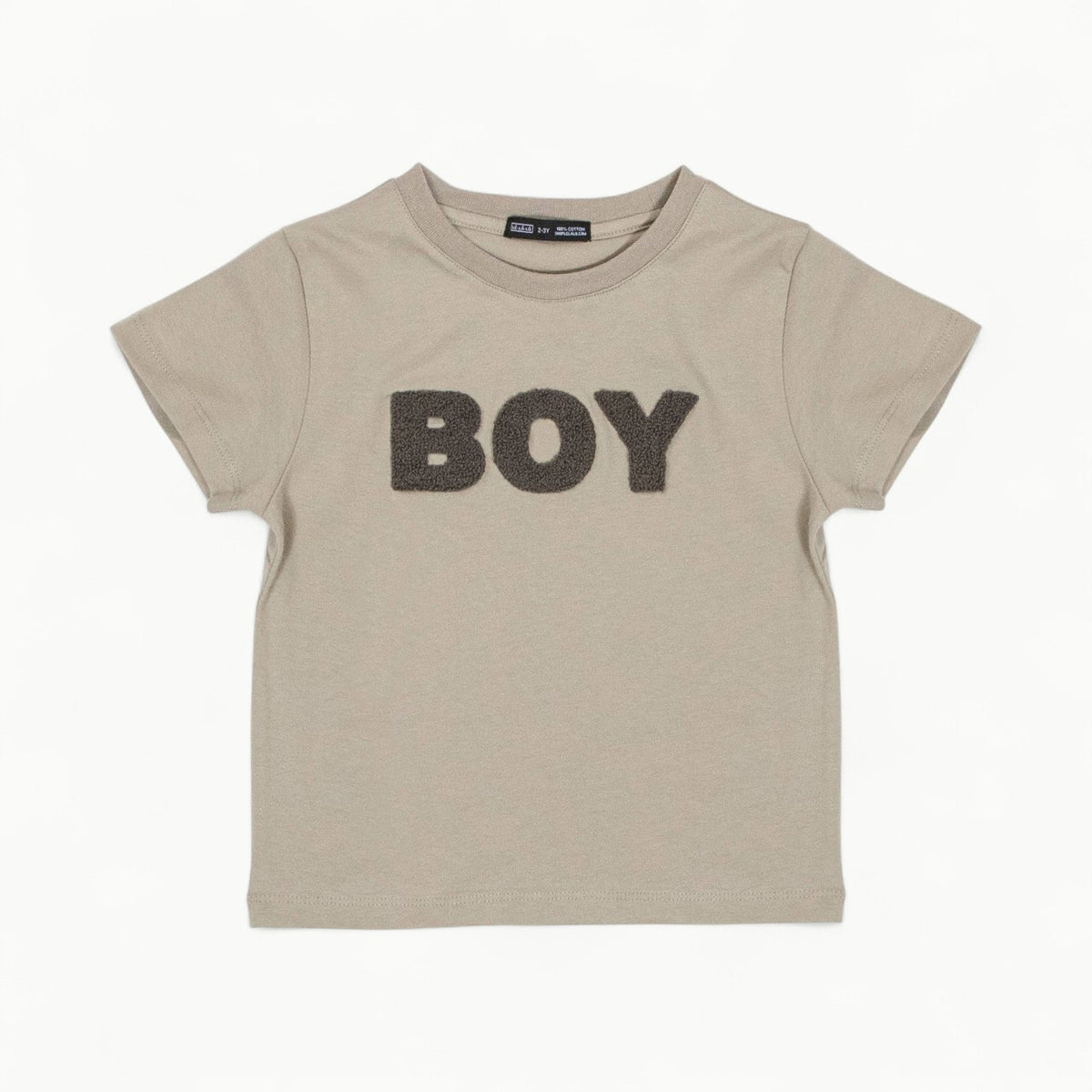 LĒ·LĀ·LŌ Chenille Cotton T-Shirt for toddler boys, featuring embroidered appliqué detail