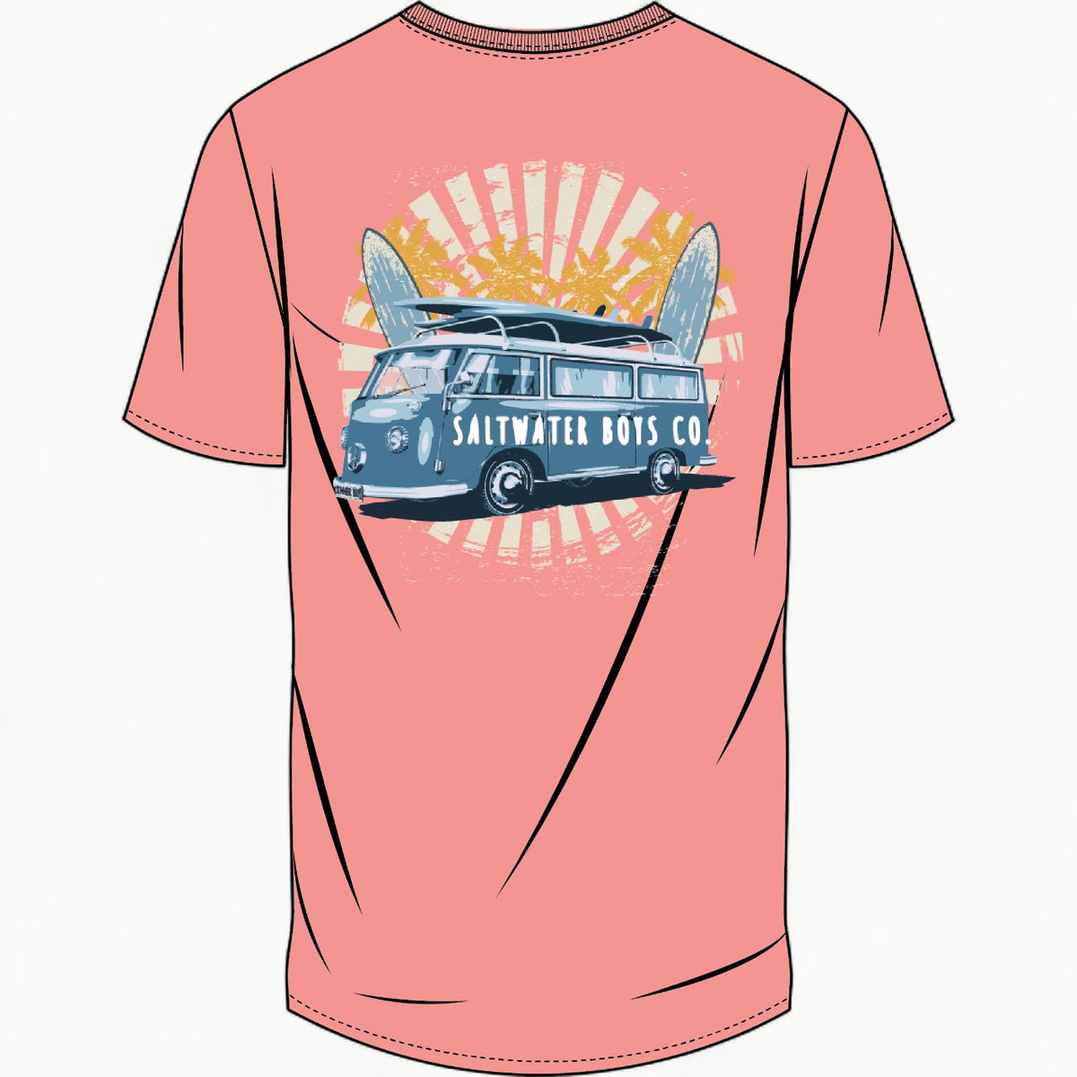 Coral Surf Van Short Sleeve Graphic Pocket Tee by Saltwater Boys