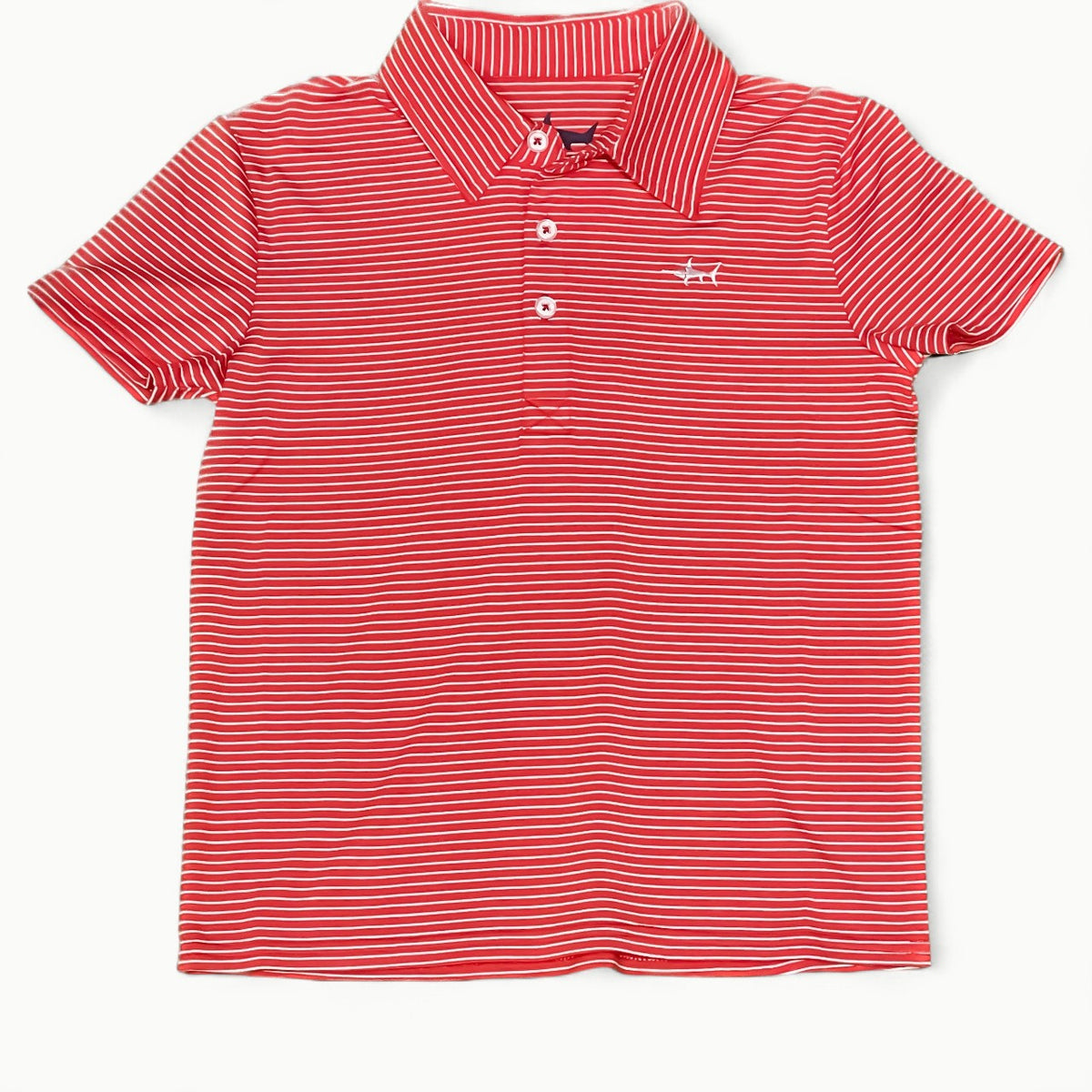 Banks red and white striped performance polo from Saltwater Boys