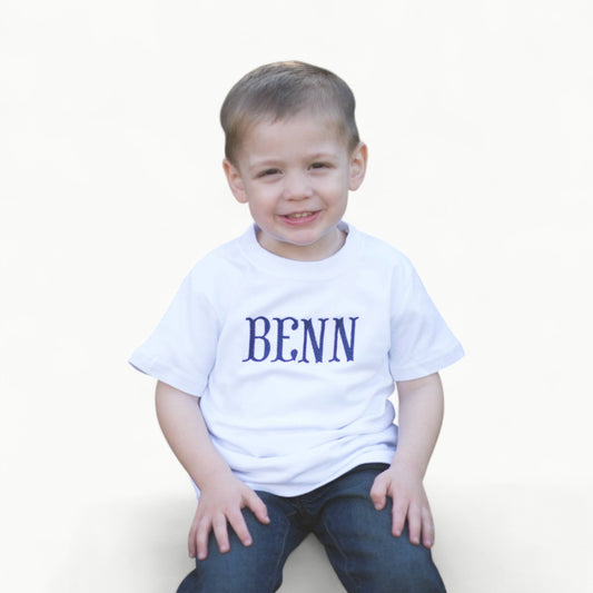 Love That Cotton white short sleeve boys tee, 100% cotton with double-stitched edges