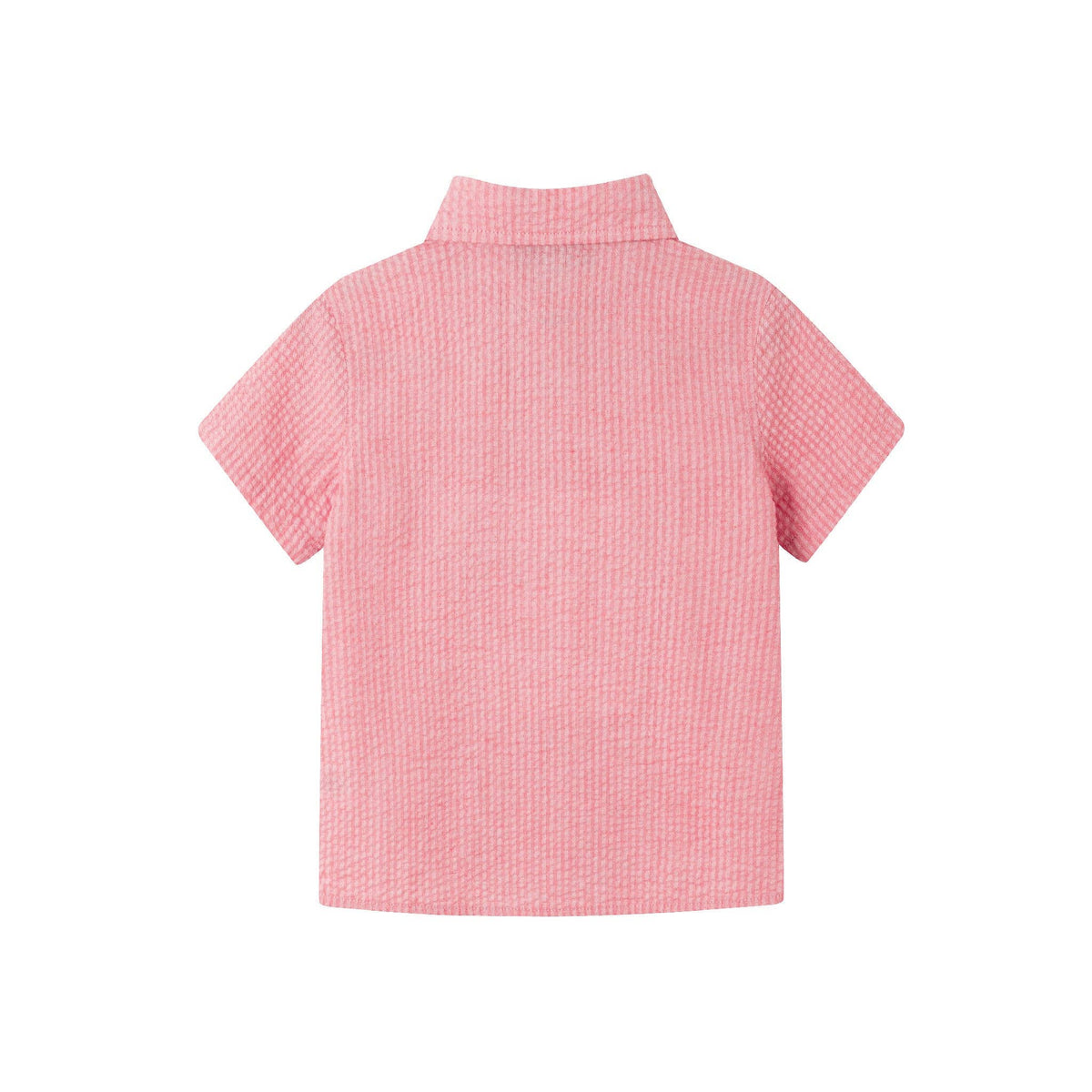 Short Sleeve Buttondown & Short Set | Coral Seersucker