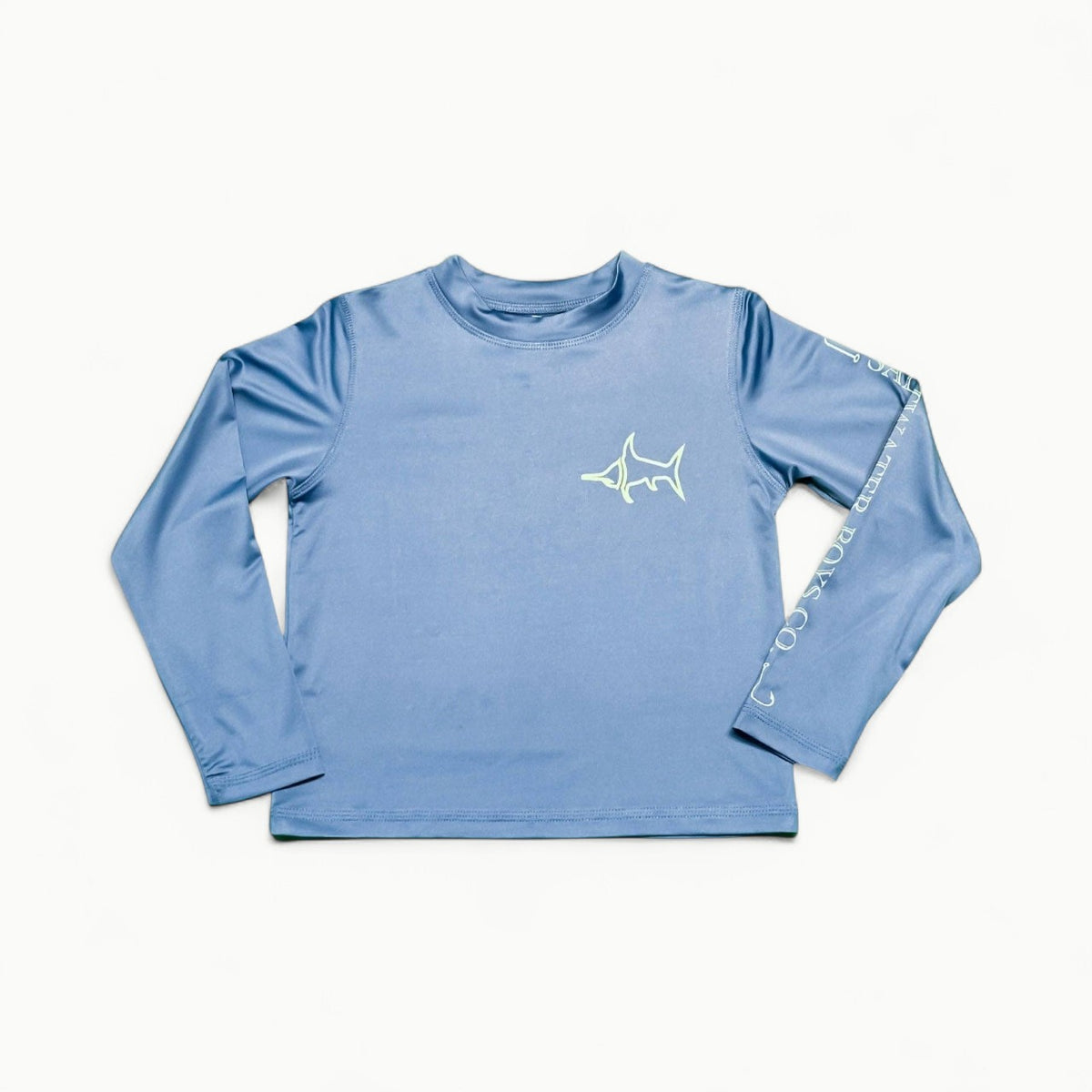 Tybee Boys Rashguard in blue, UPF 50+ protection, by Saltwater Boys