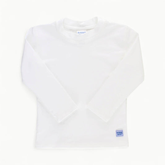 White long sleeve rash guard with UPF 50+ sun protection by RuggedButts