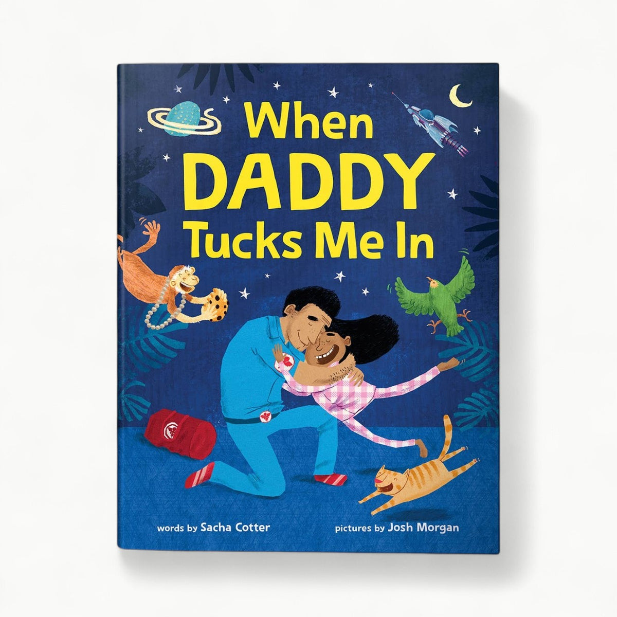 When Daddy Tucks Me In picture book cover by Sourcebooks, illustrated by Josh Morgan