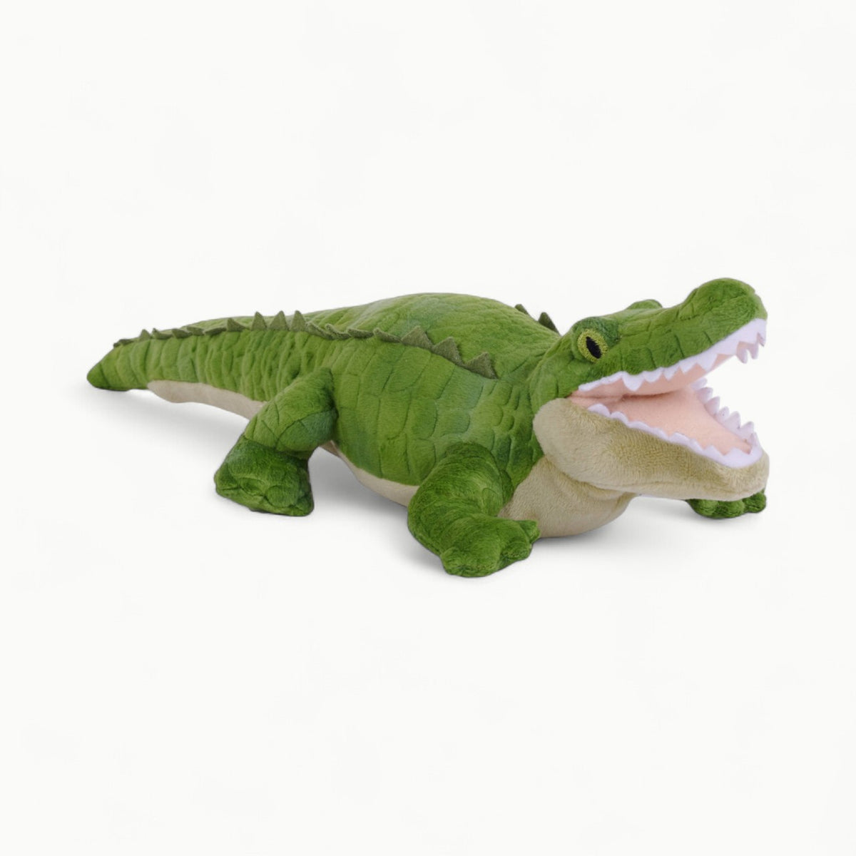 Wild Republic 8-inch mini alligator plush toy in soft green, crafted from recycled materials