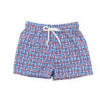 Saint Simons Swim Trunk in Lobsters & Plaid pattern by Saltwater Boys