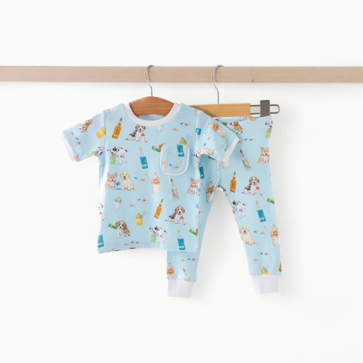 Dog Days of Summer organic cotton pajamas in soft 1x1 rib by Nola Tawk