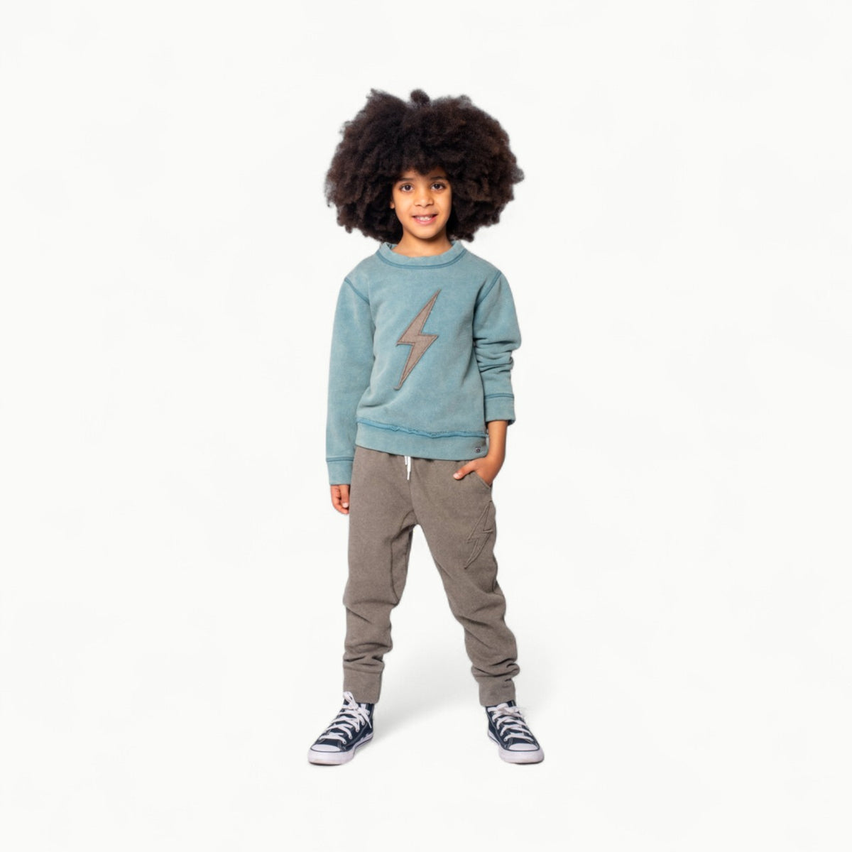 Appaman Sidewalk Sweatpants in Warm Grey with lightning bolt detail