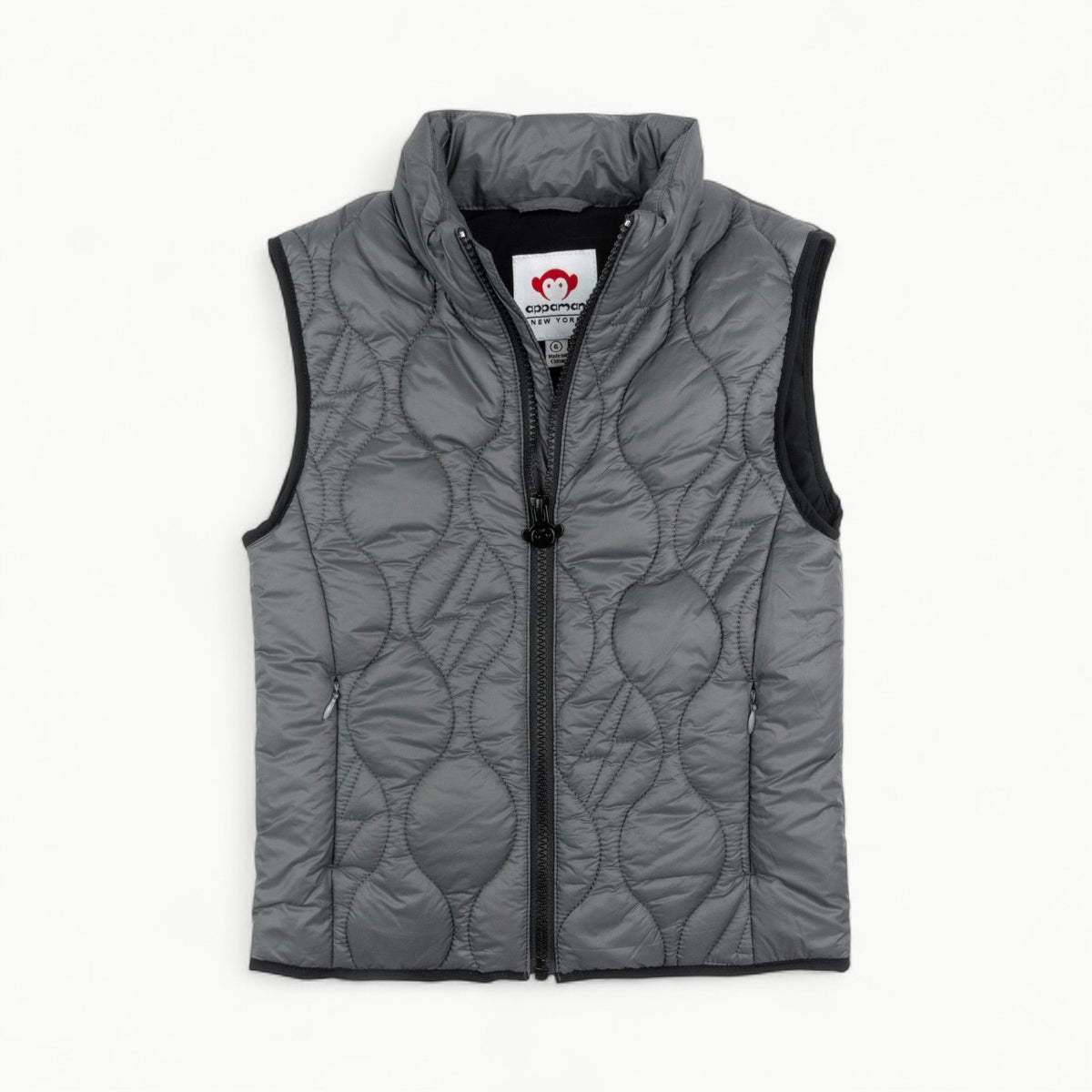 Packer Vest in iron gray with wave quilting and black interior by Appaman