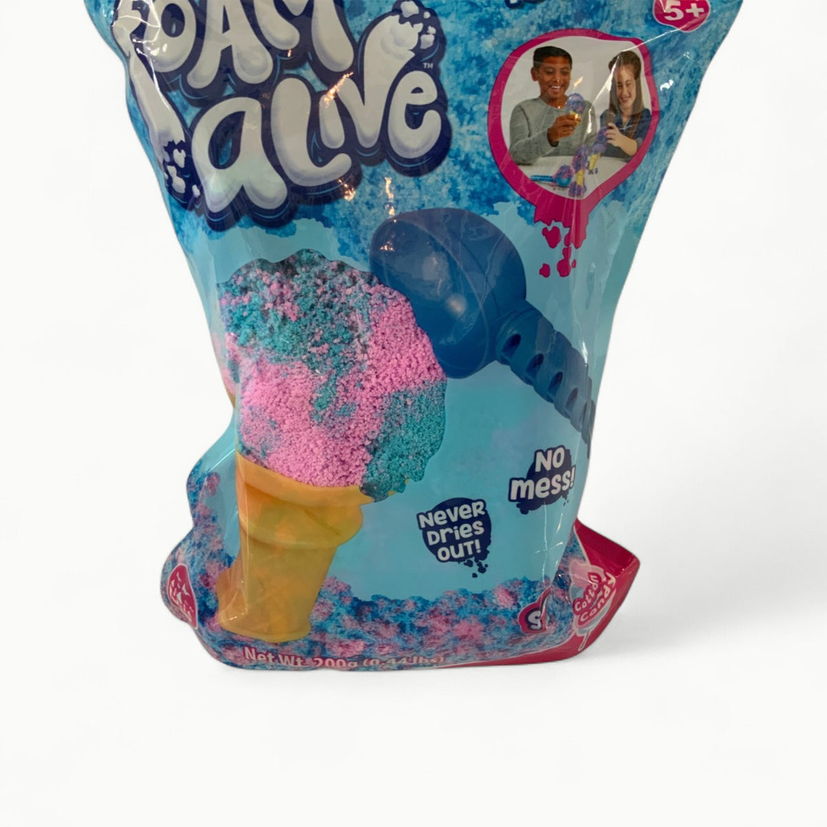 Foam Alive cotton candy scented ice cream toy with scoop and cone for pretend play