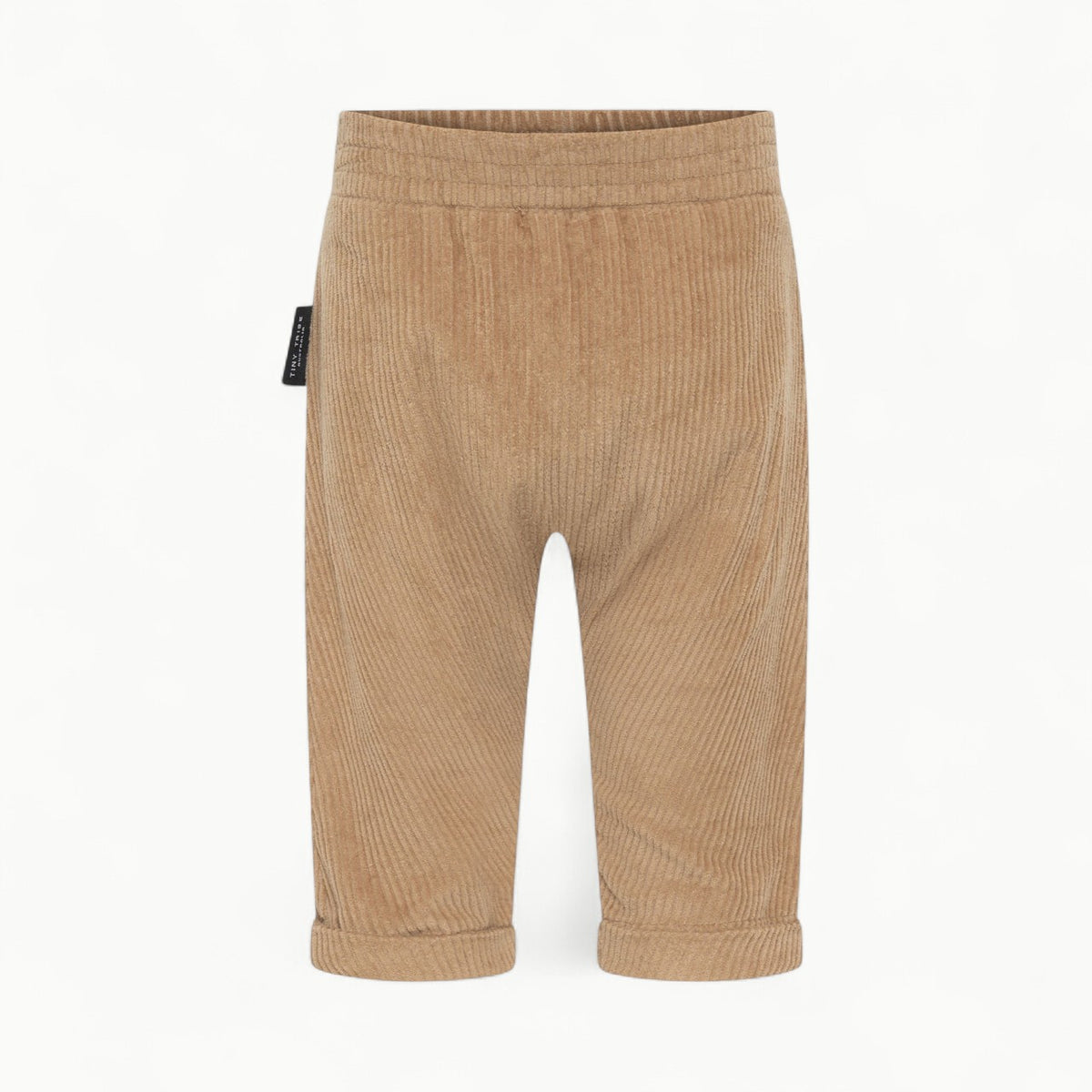 Brown corduroy pants by Tiny Tribe with elasticated waistband and drawstring detailing