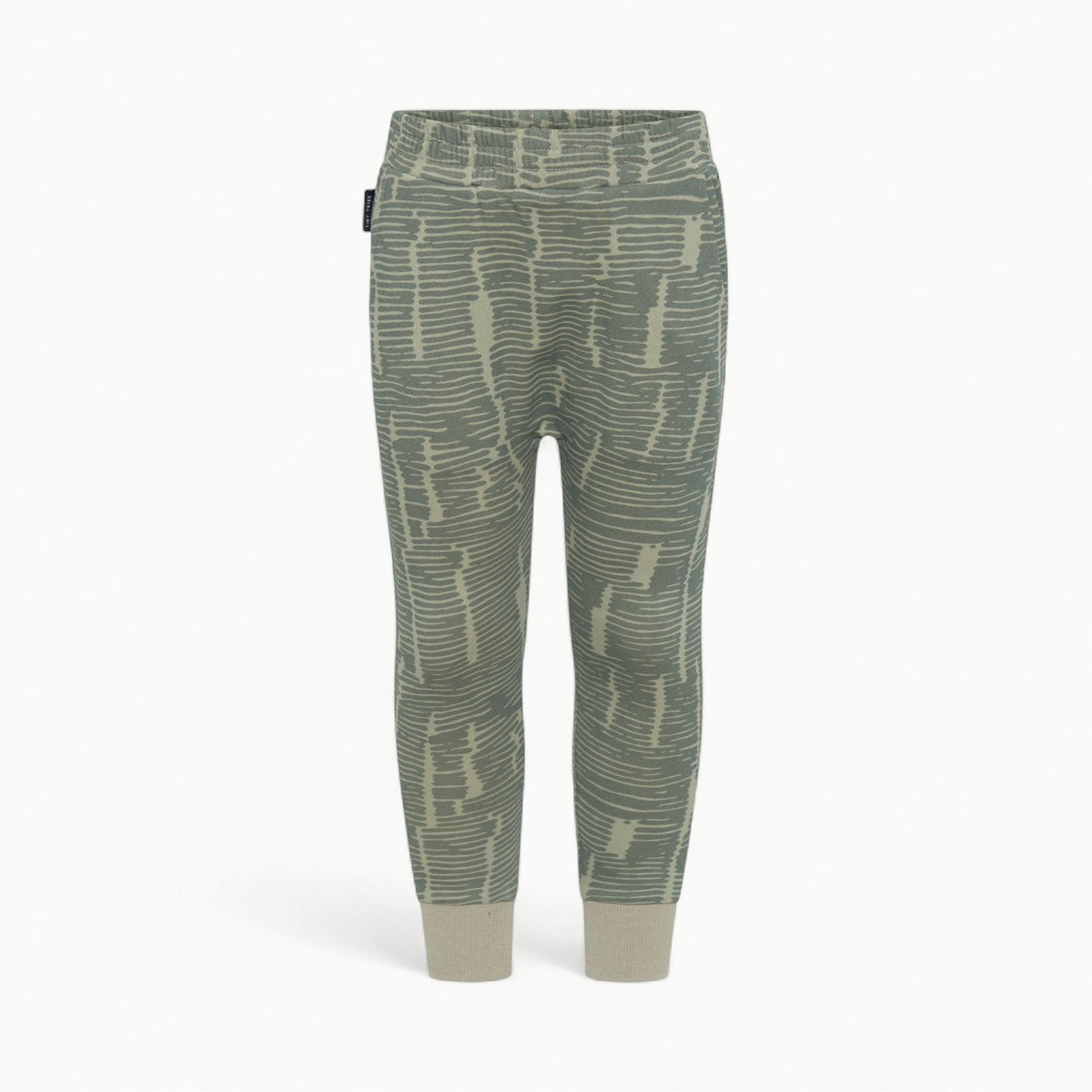 Broken Stripes Sweat Pant in Sage by Tiny Tribe with all-over striped graphic