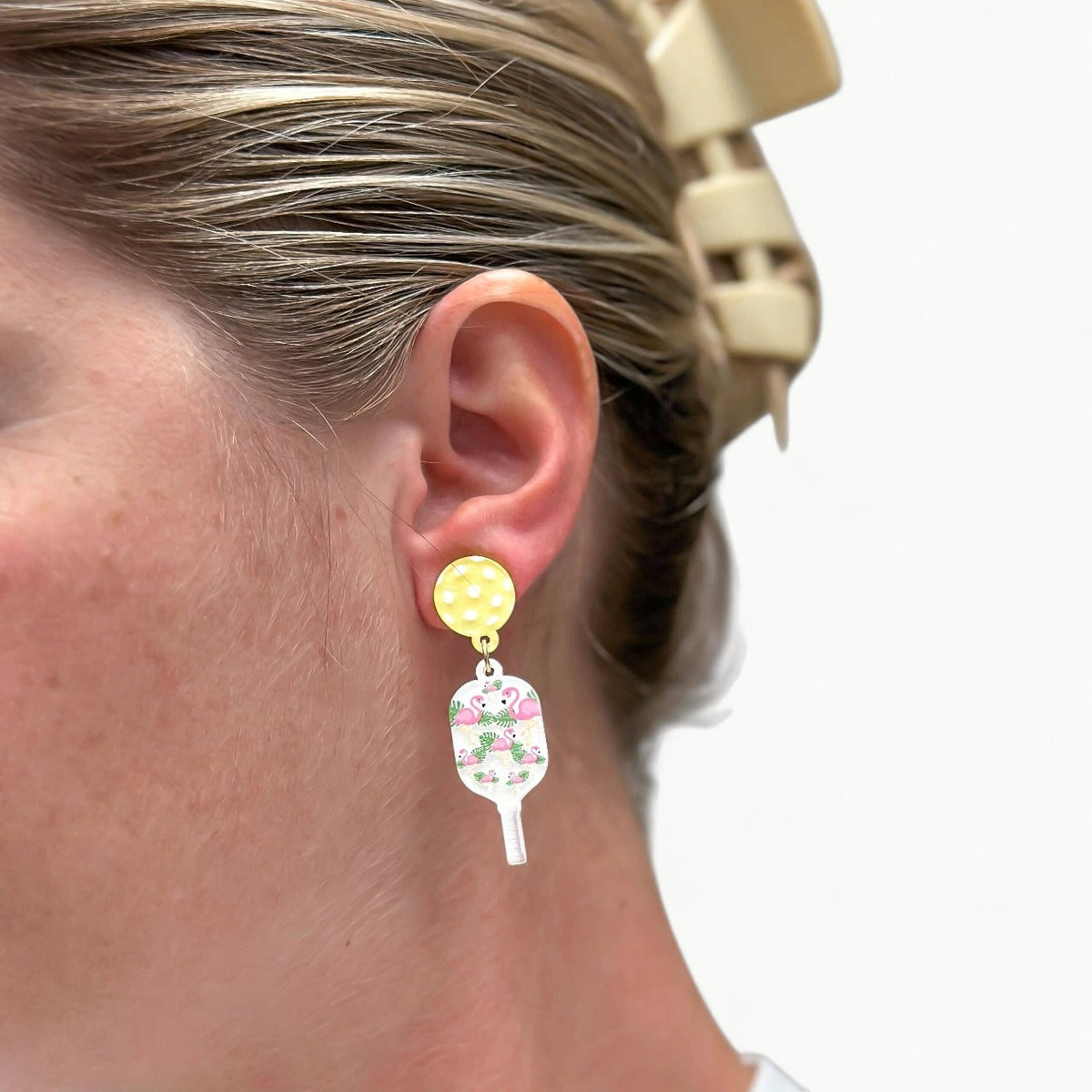 Pickleball Dangle Earrings by Prep Obsessed Wholesale, 0.75" length