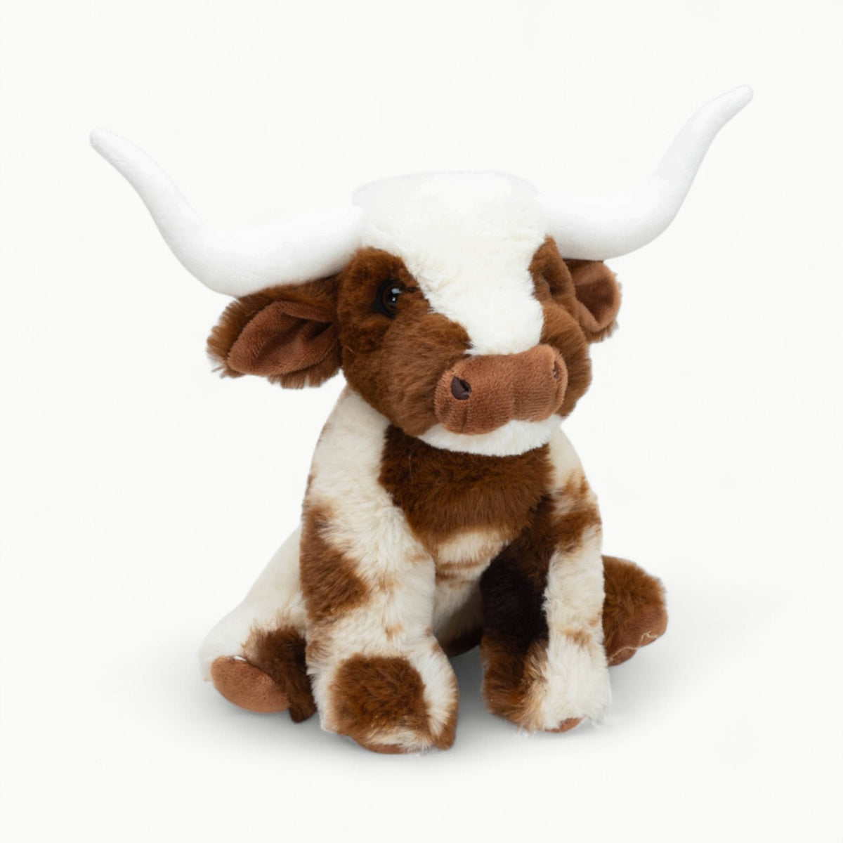 Cream and brown Texas Longhorn Highland soft toy cow, 23cm, by Jomanda Soft Toys