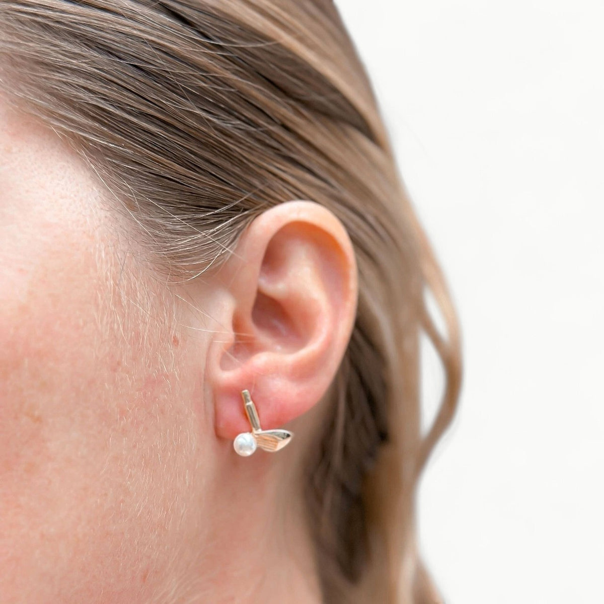 Gold Golf Club Stud Earrings