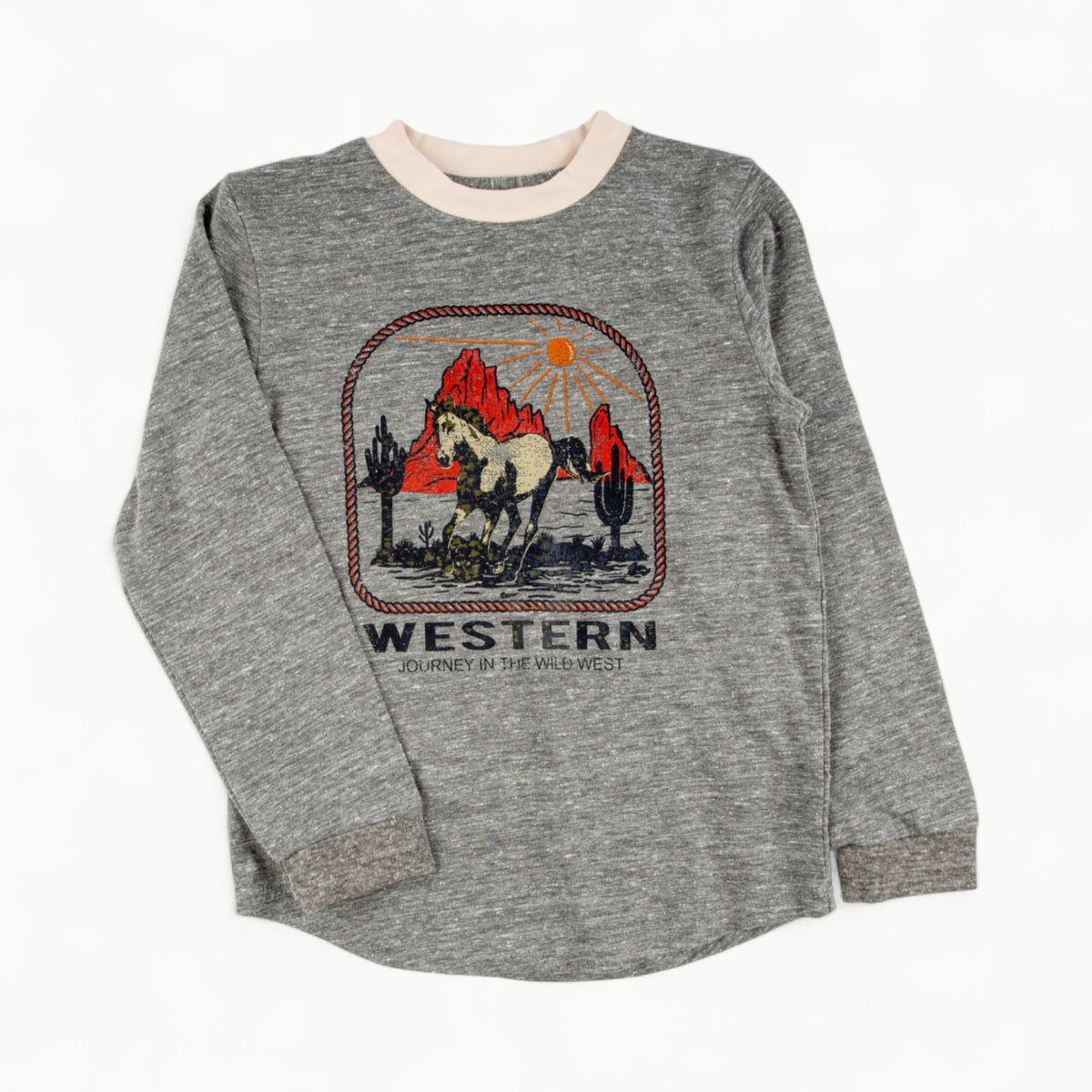Harvey LS-Wild Horses long-sleeve t-shirt by Miki Miette in neutral tone