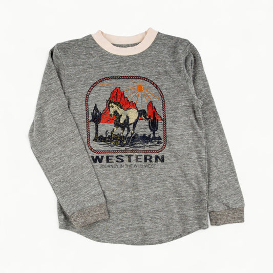 Harvey LS-Wild Horses long-sleeve t-shirt by Miki Miette in neutral tone