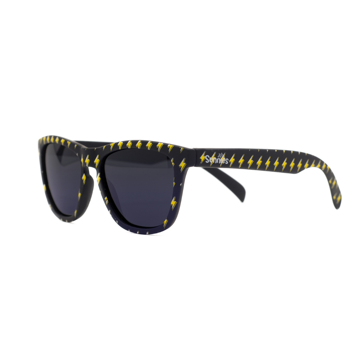 Lightning Never Strikes Twice sunglasses by Sunnies Shades with lightning bolt print and polarized lenses