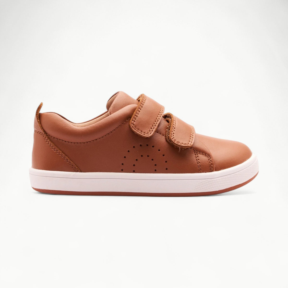 Old Soles Little Tot Tan/Snow Tan Sole two-tone leather sneaker with Velcro closure