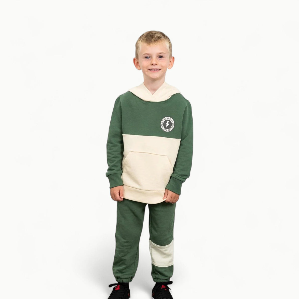 Forest and Stone Trailblazer Sweatpants by Tiny Whales, understated boys' essentials
