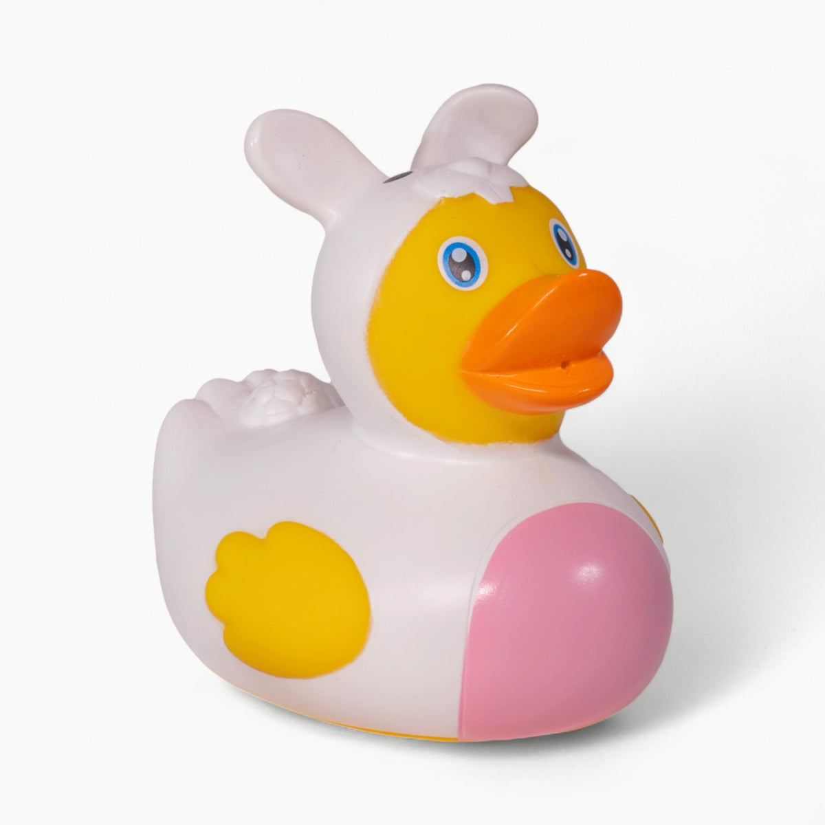 Toysmith Easter Bunny Rubber Duck in soft rubber with adorable bunny costume detail