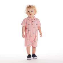 Load image into Gallery viewer, Andy &amp; Evan - Infant Print Polo Romper | Coral Racecar
