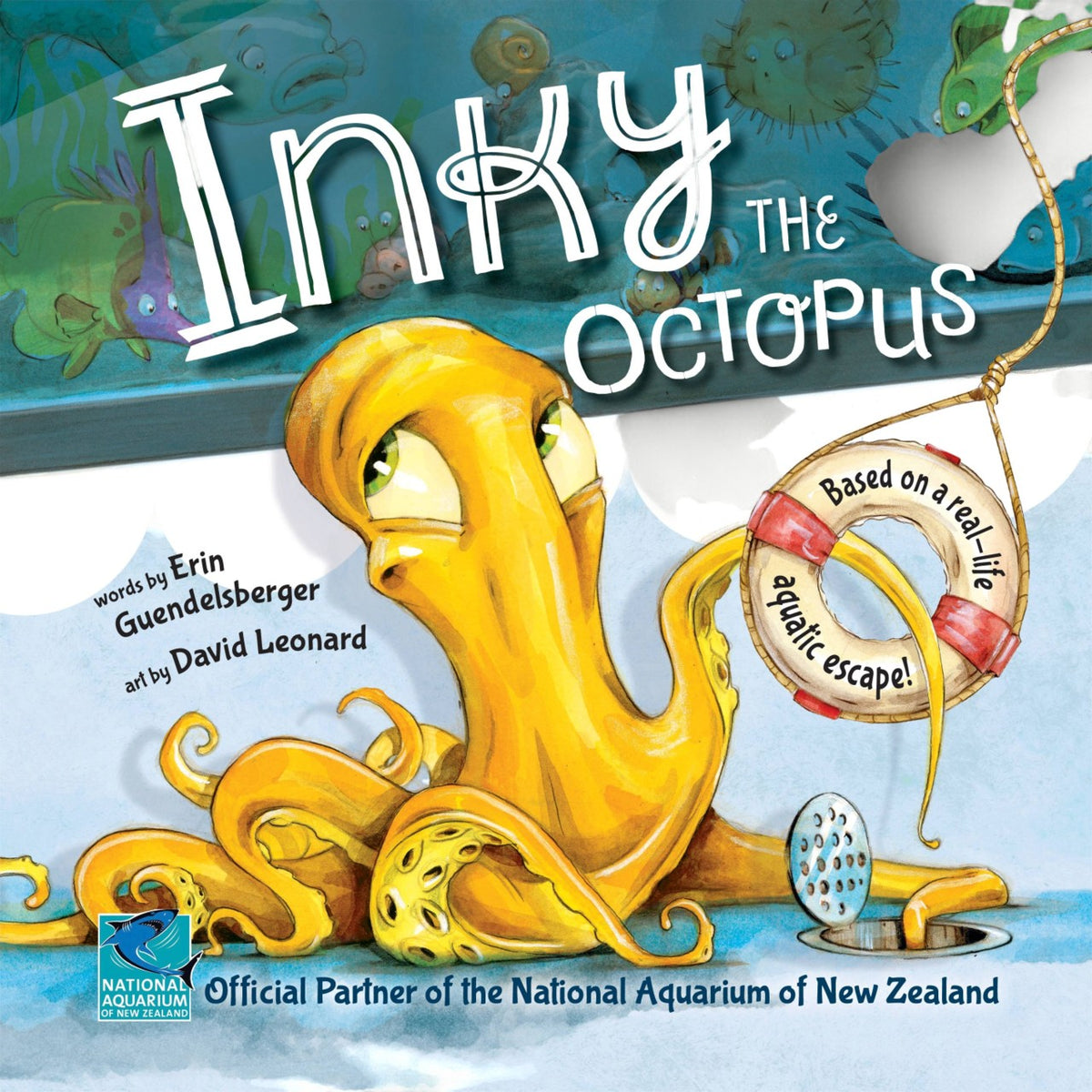 Inky the Octopus hardcover picture book by Sourcebooks, based on true aquarium escape story