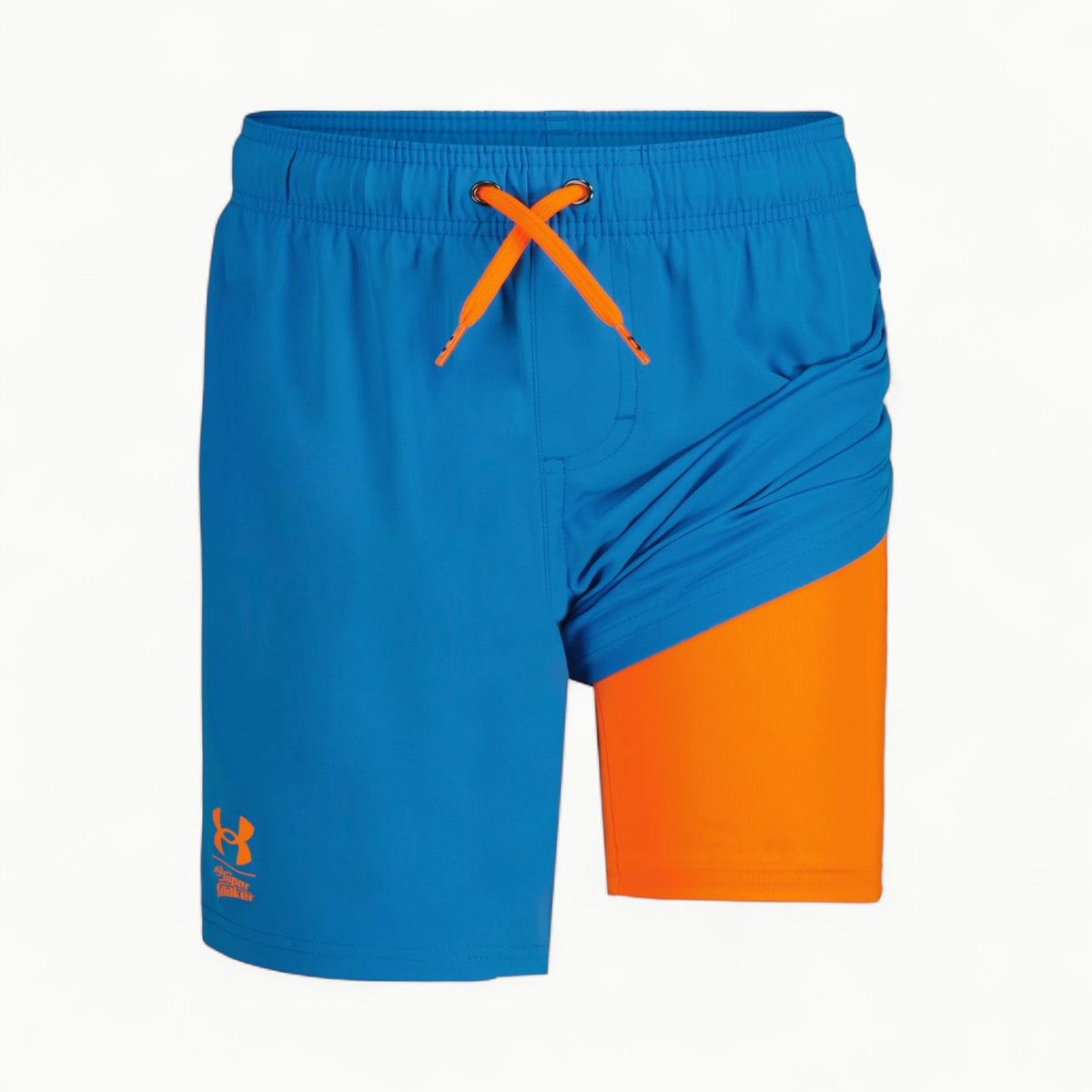 Under Armour Boys Compression Volley Shorts in Electric Blue with water-resistant fabric and UPF 50+ protection