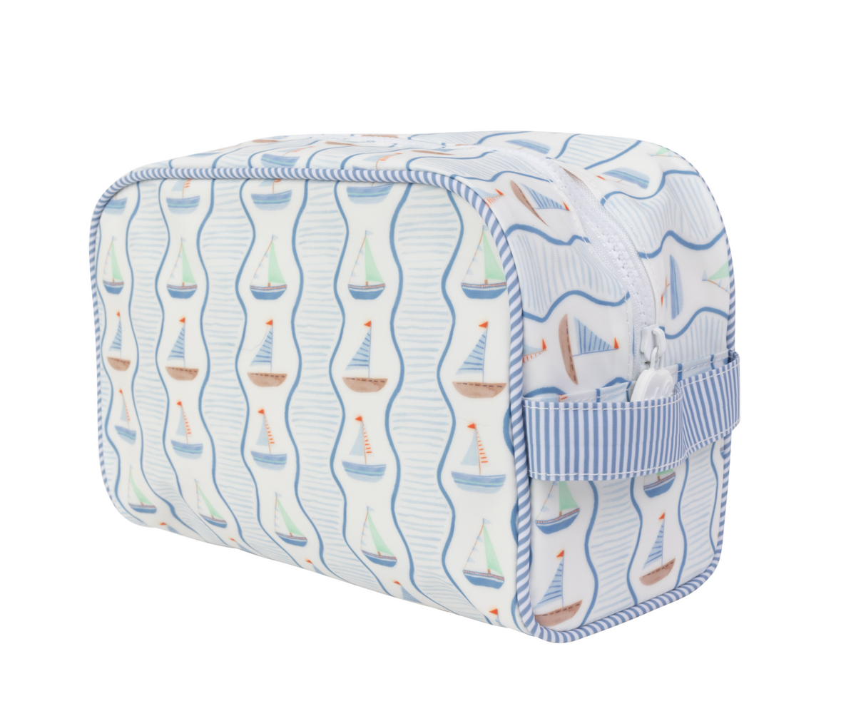 Sailboats-patterned Dopp Kit organizer by Apple of my Isle; water-resistant coated fabric