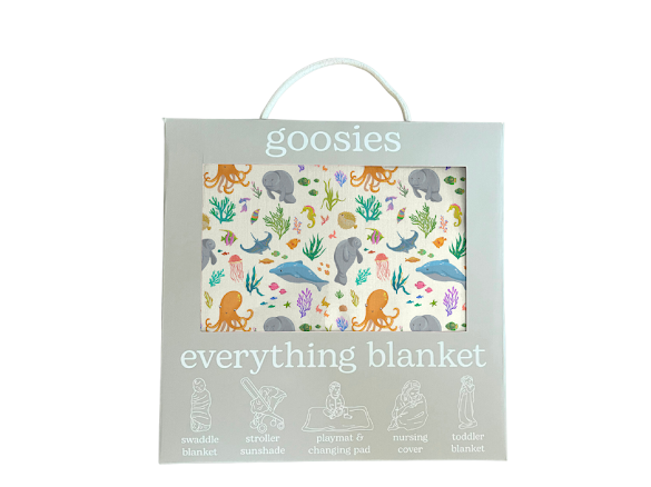 Goosies Everything Blanket, Ocean Friends design, 40x40 inches, bamboo and spandex blend