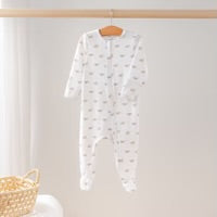 Nola Tawk organic cotton baby pajamas with 2-way zip in neutral vintage airplane print