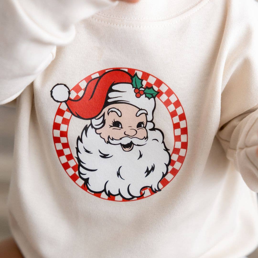 Retro Santa Christmas Long Sleeve Romper