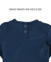 Load image into Gallery viewer, RuffleButts + RuggedButts - Boys Navy Long Sleeve Rash Guard
