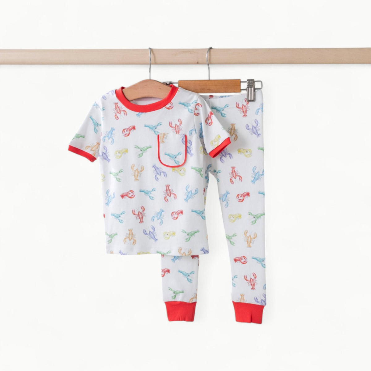 Colorful Claws organic cotton pajama set by Nola Tawk in crawfish-inspired design