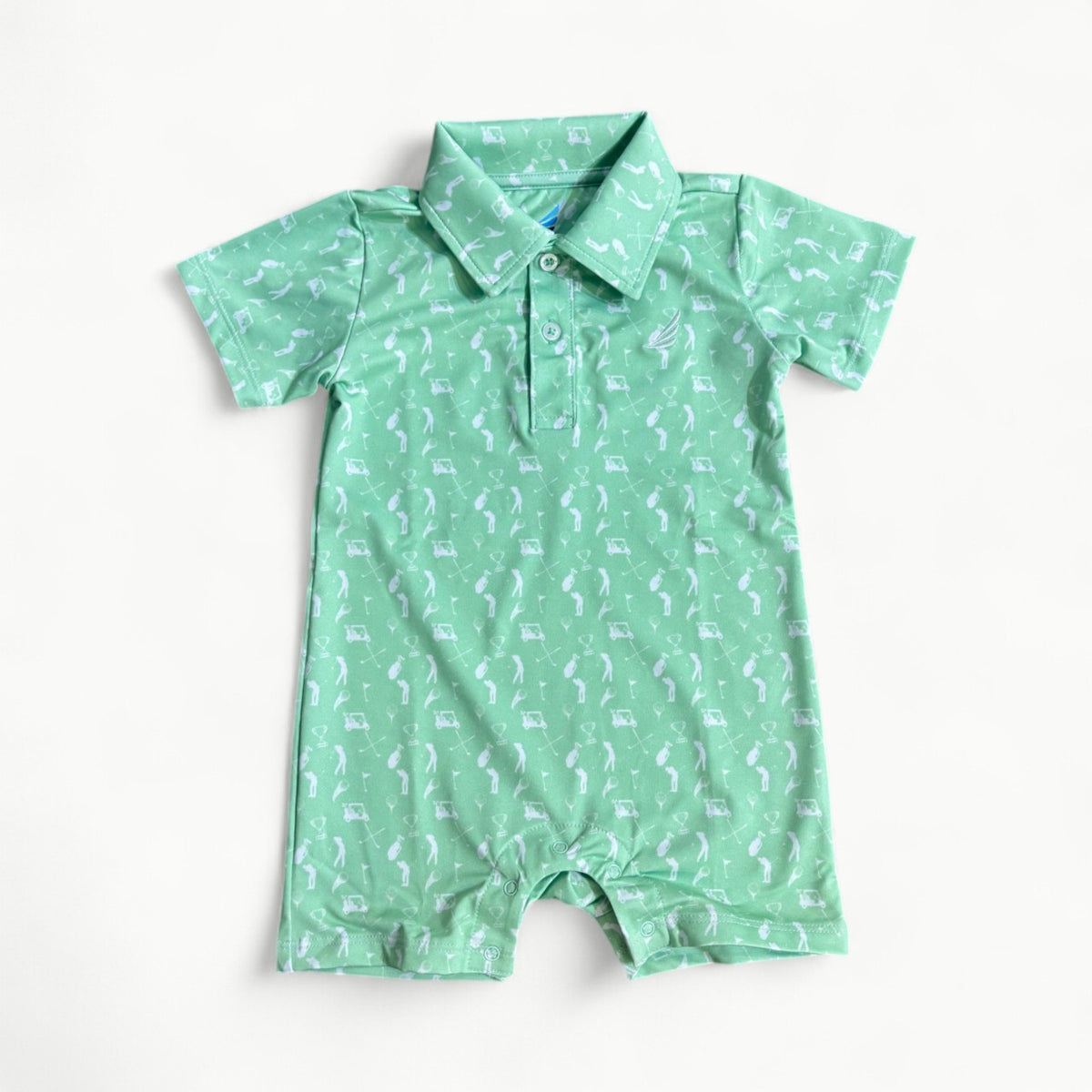 Banksy Romper-Light Green w/golfers